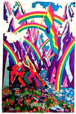 Vintage Original Rainbow Country'70 Black Light Poster Linda Brewer Very Rare