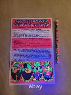 Vintage Original Rare 1972 Moose Power Party Platform Blacklight-22 3/4x34 1/2