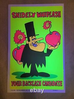 Vintage Original Rare 1972 Snidely Whiplash'Your Backlash Candidate' Blacklight