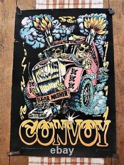 Vintage Original Rare 70s Western Graphics Velvet Convoy 213 BlackLight Poster