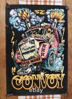 Vintage Original Rare 70s Western Graphics Velvet Convoy 213 BlackLight Poster