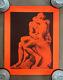 Vintage Original Rodin Statue Orange Blacklight Poster Art Pinup