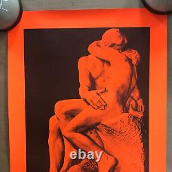 Vintage Original Rodin Statue Orange Blacklight Poster Art Pinup
