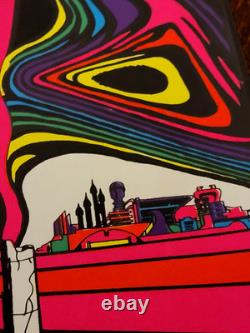 Vintage Original THE TRIP Psychedelic Blacklight Poster 1970 Houston LSD Acid