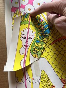 Vintage Original moon girls blacklight poster printers sample 1960s Psychedelic