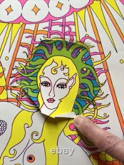 Vintage Original moon girls blacklight poster printers sample 1960s Psychedelic