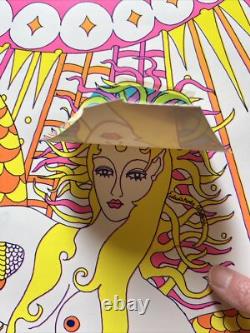 Vintage Original moon girls blacklight poster printers sample 1960s Psychedelic