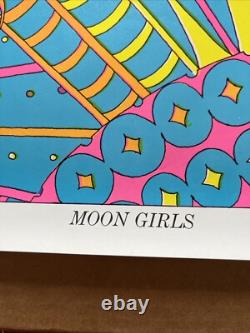 Vintage Original moon girls blacklight poster printers sample 1960s Psychedelic