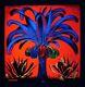 Vintage Palm Blacklight Poster Psychedelic Funky Features 1969 Neon Red Blue Nos