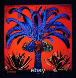 Vintage PALM blacklight poster Psychedelic Funky Features 1969 neon red blue NOS
