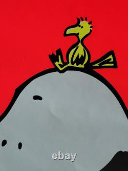 Vintage PEANUTS Charlie Brown Snoopy Woodstock Blacklight Poster 60s 70s VIVID