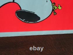 Vintage PEANUTS Charlie Brown Snoopy Woodstock Blacklight Poster 60s 70s VIVID