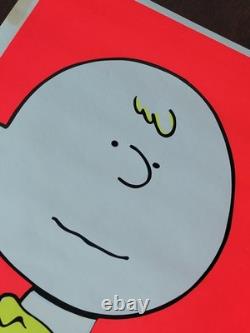 Vintage PEANUTS Charlie Brown Snoopy Woodstock Blacklight Poster 60s 70s VIVID