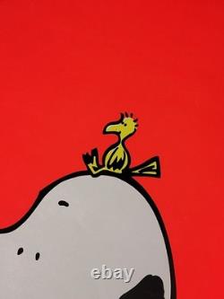 Vintage PEANUTS Charlie Brown Snoopy Woodstock Blacklight Poster 60s 70s VIVID