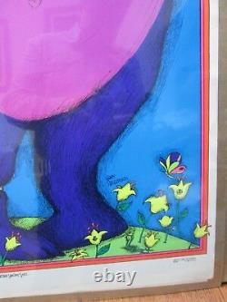 Vintage Peace Because you're You. Love Peace Black Light Poster 1970 In#G258