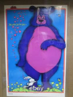 Vintage Peace Because you're You. Love Peace Black Light Poster 1970 In#G7576