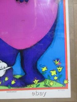 Vintage Peace Because you're You. Love Peace Black Light Poster 1970 In#G7576