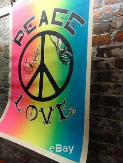 Vintage Peace & Love Black-light Hippie Anti War Poster