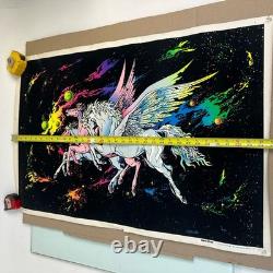 Vintage Pegasus Flocked Velvet Black Light Poster 1978 35x23