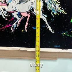 Vintage Pegasus Flocked Velvet Black Light Poster 1978 35x23