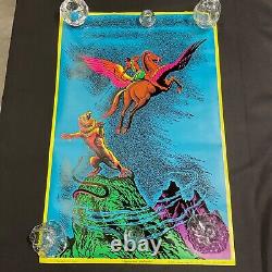 Vintage Pegasus and Bellerophon 1971 Black Light Poster NOS UNUSED P18