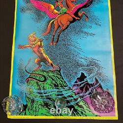 Vintage Pegasus and Bellerophon 1971 Black Light Poster NOS UNUSED P18