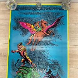 Vintage Pegasus and Bellerophon 1971 Black Light Poster P30