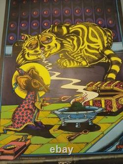 Vintage Petagno 1972 Sorcerer & the Cat Mouse Rat Blacklight Poster