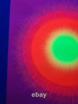 Vintage Pink Starburst Synthetic Trips Black Light Poster Psychedelic 1970s