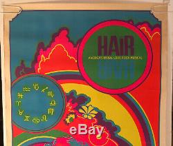 Vintage Poster Blacklight Poster Hair Love Rock Musical Psychedelic Rainbow 60s