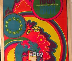 Vintage Poster Blacklight Poster Hair Love Rock Musical Psychedelic Rainbow 60s