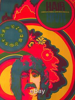 Vintage Poster Blacklight Poster Hair Love Rock Musical Psychedelic Rainbow 60s