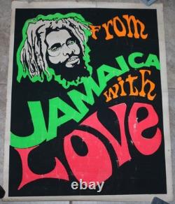 Vintage Poster From Jamaica With Love Rastafarian Blacklight Advertising