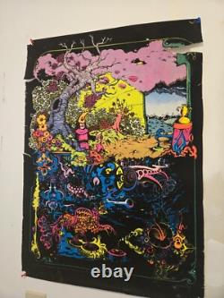 Vintage Psychedelic 1971 Black Light Poster Here And There- No. 392 Eugene OR