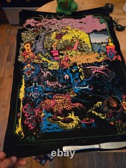 Vintage Psychedelic 1971 Black Light Poster Here And There- No. 392 Eugene OR