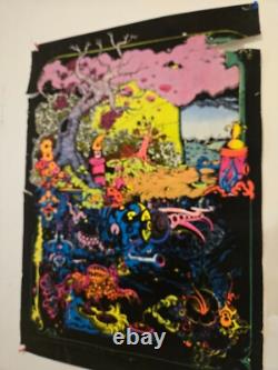 Vintage Psychedelic 1971 Black Light Poster Here And There- No. 392 Eugene OR