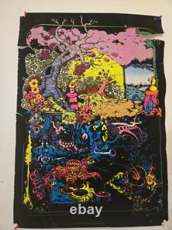 Vintage Psychedelic 1971 Black Light Poster Here And There- No. 392 Eugene OR