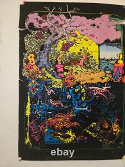 Vintage Psychedelic 1971 Black Light Poster Here And There- No. 392 Eugene OR