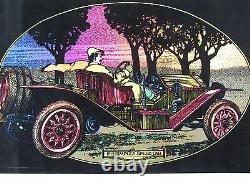 Vintage Psychedelic Blacklight Poster 1912 SIMPLEX SPEED CAR Western Graphics