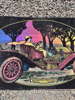 Vintage Psychedelic Blacklight Poster 1912 Simplex Speed Car Western Graphics