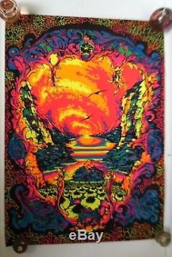Vintage Psychedelic Blacklight Poster 1971 Third Eye Michael Rhodes Beginning