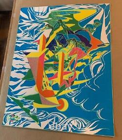 Vintage Psychedelic Blacklight Poster Abstract 1960's or early 1970's Original