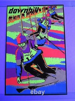Vintage Psychedelic Blacklight Poster DOWNHILL SKIER Snow Ski Skiing Adelboden