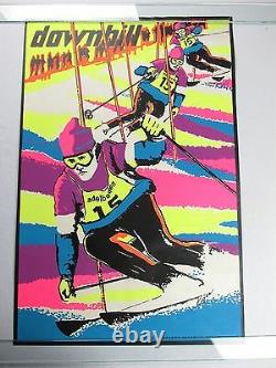 Vintage Psychedelic Blacklight Poster DOWNHILL SKIER Snow Ski Skiing Adelboden