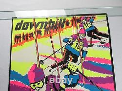 Vintage Psychedelic Blacklight Poster DOWNHILL SKIER Snow Ski Skiing Adelboden