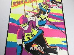 Vintage Psychedelic Blacklight Poster DOWNHILL SKIER Snow Ski Skiing Adelboden