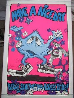 Vintage Psychedelic Blacklight Poster HAVE A NICE DAY. BEFORE. 1973 LITHO RARE