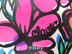 Vintage Psychedelic Blacklight Poster Hippie Daisy Peace RAVI DUCK 1968 Rare