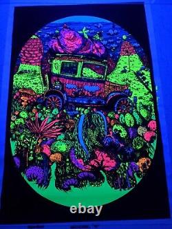 Vintage Psychedelic Blacklight Poster MODEL T Velvet Collectible Car Poster RARE