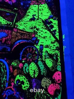 Vintage Psychedelic Blacklight Poster MODEL T Velvet Collectible Car Poster RARE